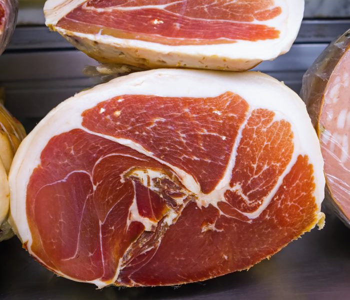 Right homemade Italian smoked ham